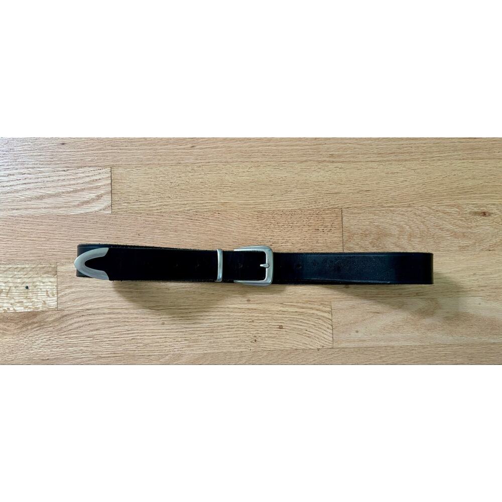 Madewell black leather western belt silver tone hardware L large